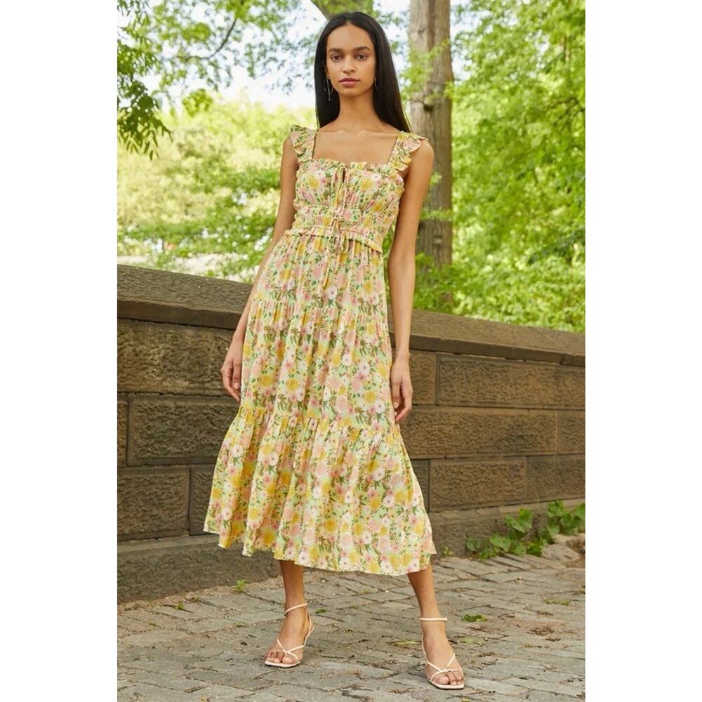 Yumi Kim Maxi Dress Floral Print Frill Sleeve Libby S - Picture 2 of 13
